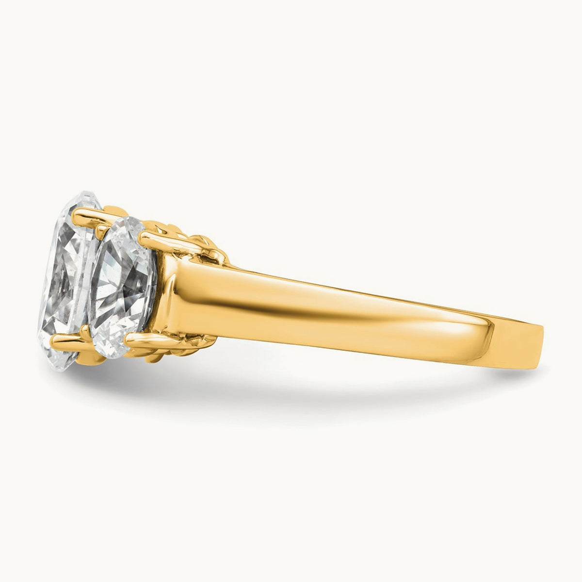Oval 3 Stone Engagement Ring, 1.25-3.50 ct tw Lab-Grown Diamond — 3 5/8 ct, 14K Yellow Gold