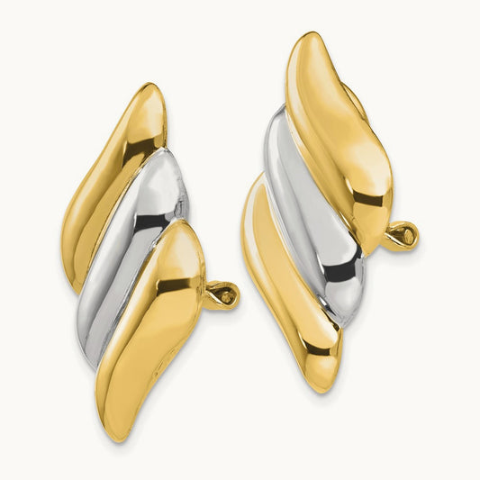 & Rhodium Non-pierced Omega Back Earrings, 14K