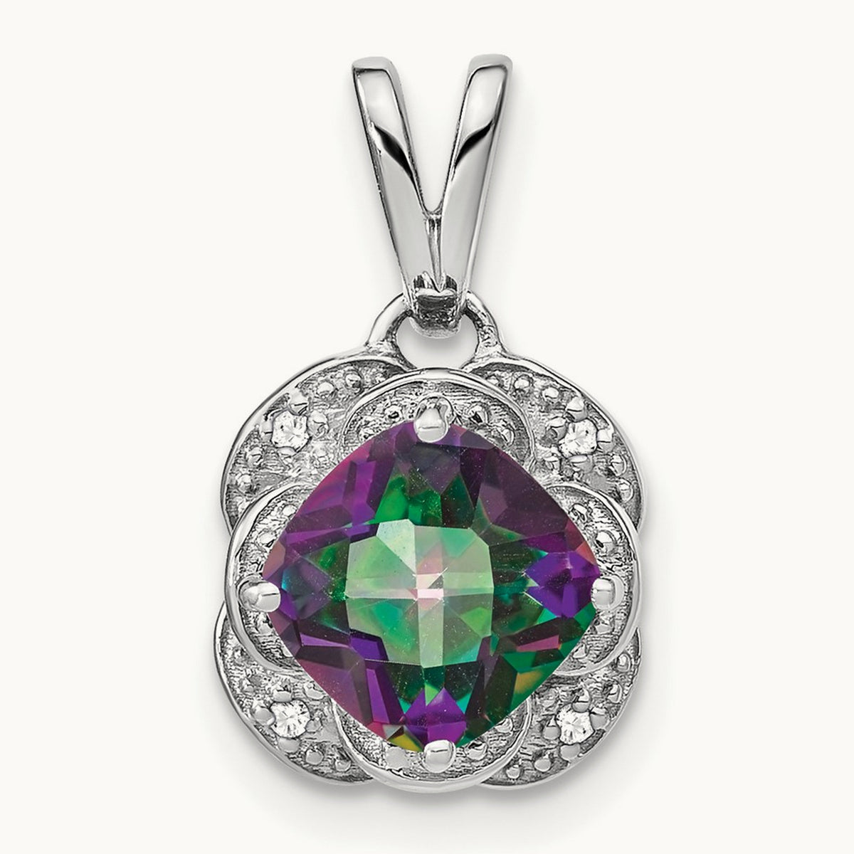 Cushion Mystic Fire Topaz and Diamond Pendant — photo set