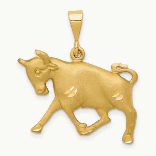 Satin Diamond-cut Taurus Zodiac Charm — 30mm