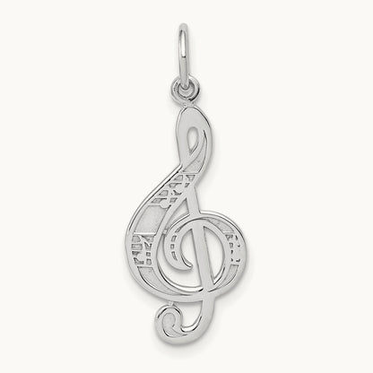 Treble Clef Charm — 14K White Gold