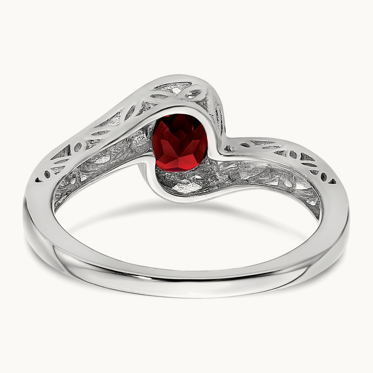 Garnet Bypass Ring, 14K White Gold