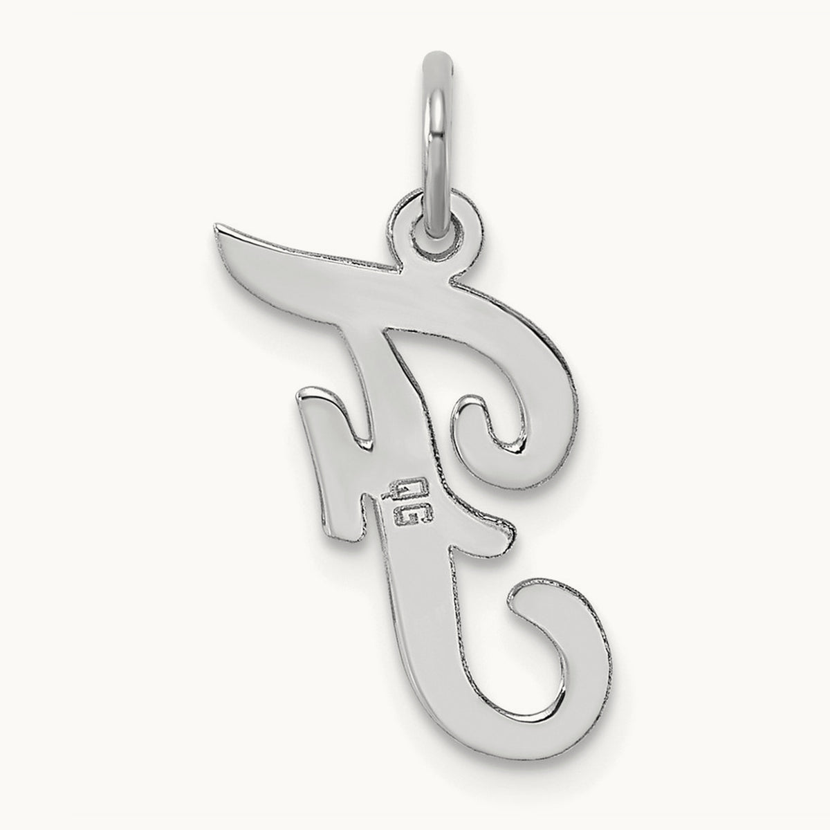 Medium Script Initial Charm — 14K White Gold, F