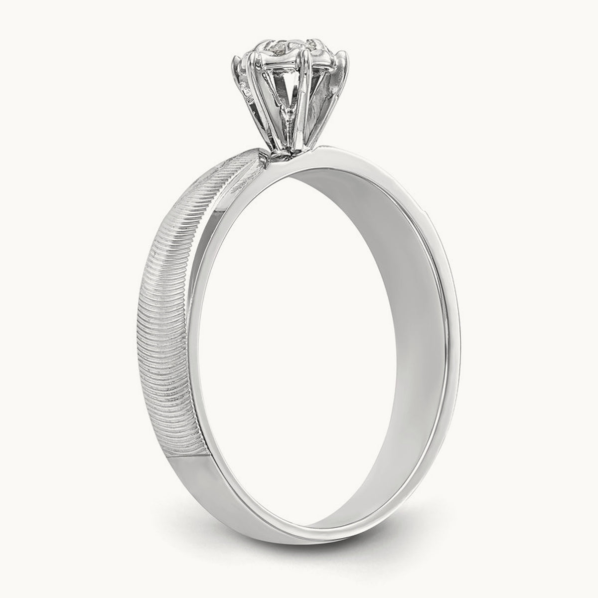 AA Quality Trio Complete Engagement Ring, 14K White Gold