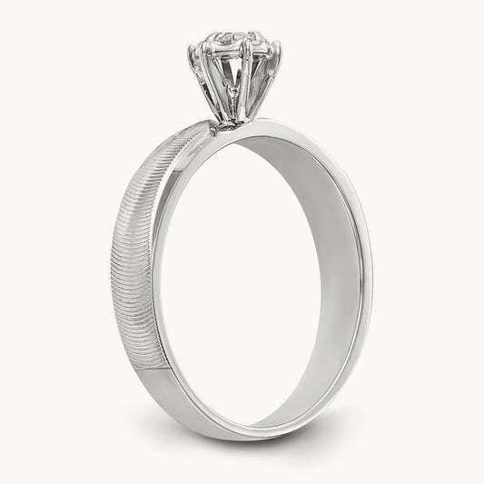 AA Quality Trio Complete Engagement Ring, 14K White Gold