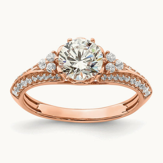 1ct Round Semi-Mount Engage Dia Ring, 14K Rose Gold