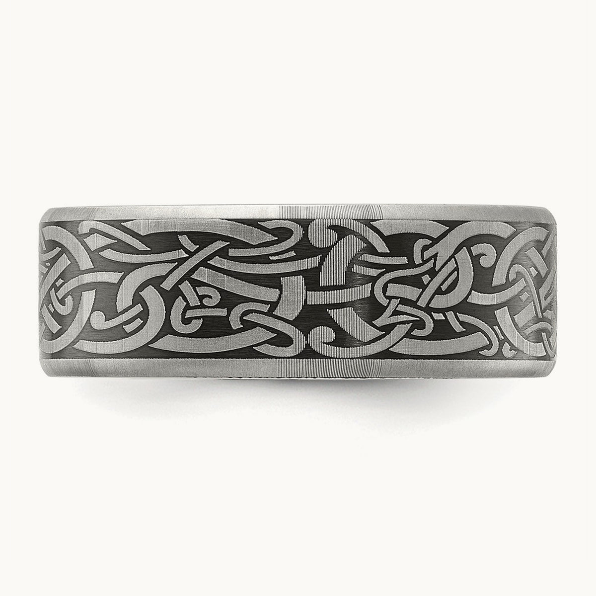 Brushed Laser Design Band, 8mm, Stainless Steel