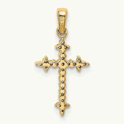 Fleur De Lis Cross Pendant, 0.10 ct tw Lab-Grown Diamond — 14K Yellow Gold