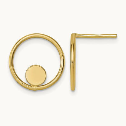 Polished Circle Post Earrings, 14K
