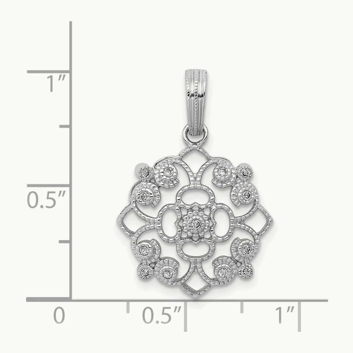Fancy 1/15ct. Diamond Vintage Pendant, 14K White Gold