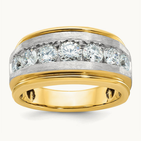 With White Rhodium Men's Ring, 2.00 ct tw Lab-Grown Diamond