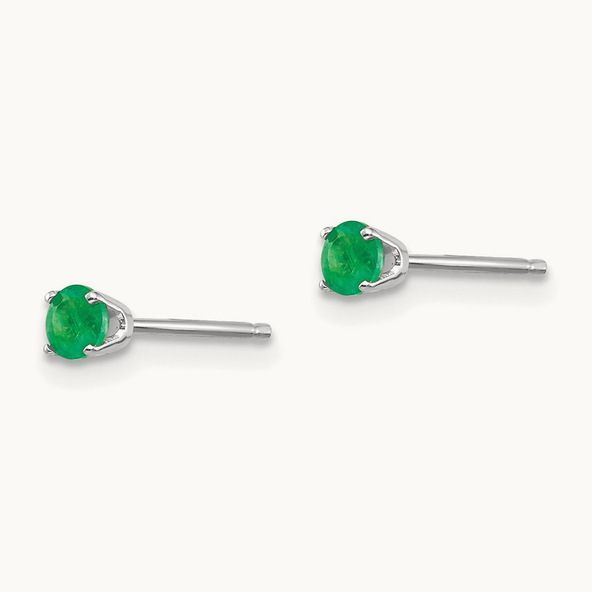 Emerald Stud Earrings — 3mm