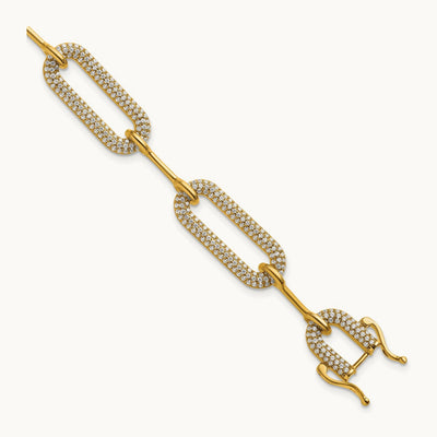 Polished Diamond Paperclip Link Bracelet, 14K