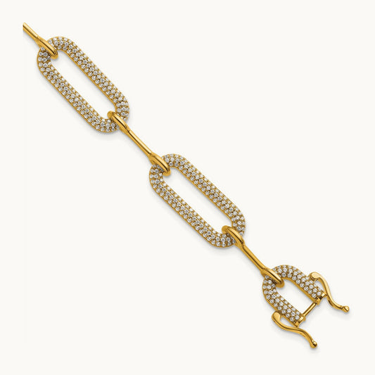 Polished Diamond Paperclip Link Bracelet, 14K