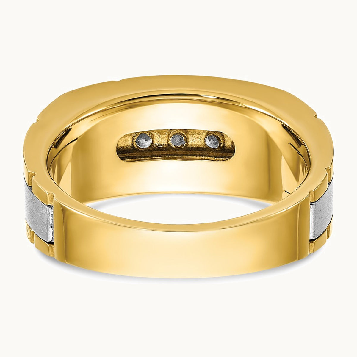 IBGoodman 14K Two-tone Men's Polished and Satin 5-Stone 1/2 Carat AA Quality Diamond Ring
