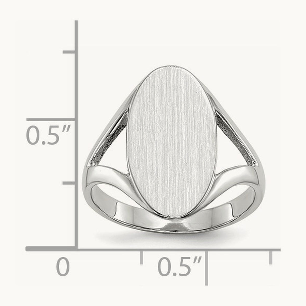 9.0x17. Closed Back Signet Ring, 0mm, 14K White Gold