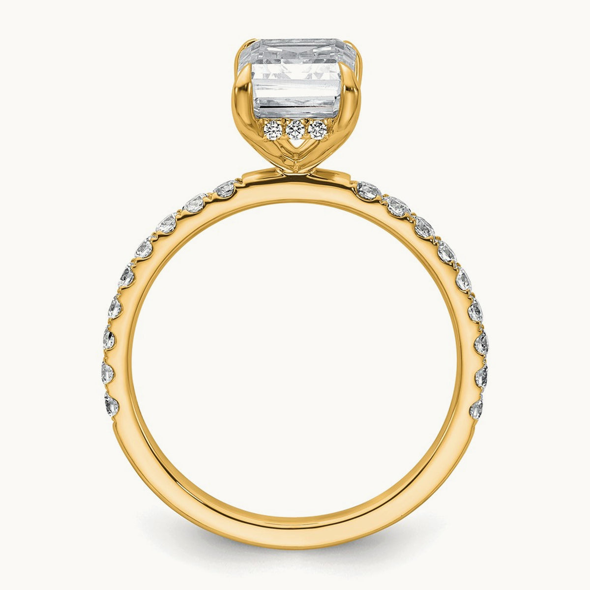 Emerald Solitaire Engagement Ring, 1.25-2.25 ct tw Lab-Grown Diamond — 14K Yellow Gold