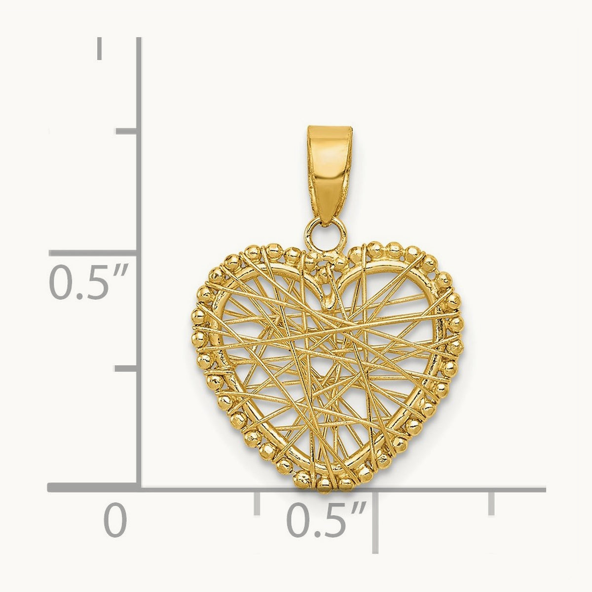 Polished Wire Heart Pendant, 14K