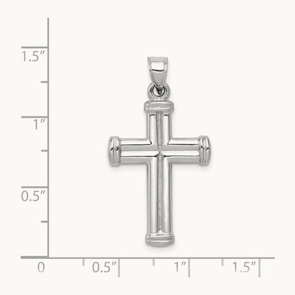 Hollow Cross Pendant, 14K White Gold