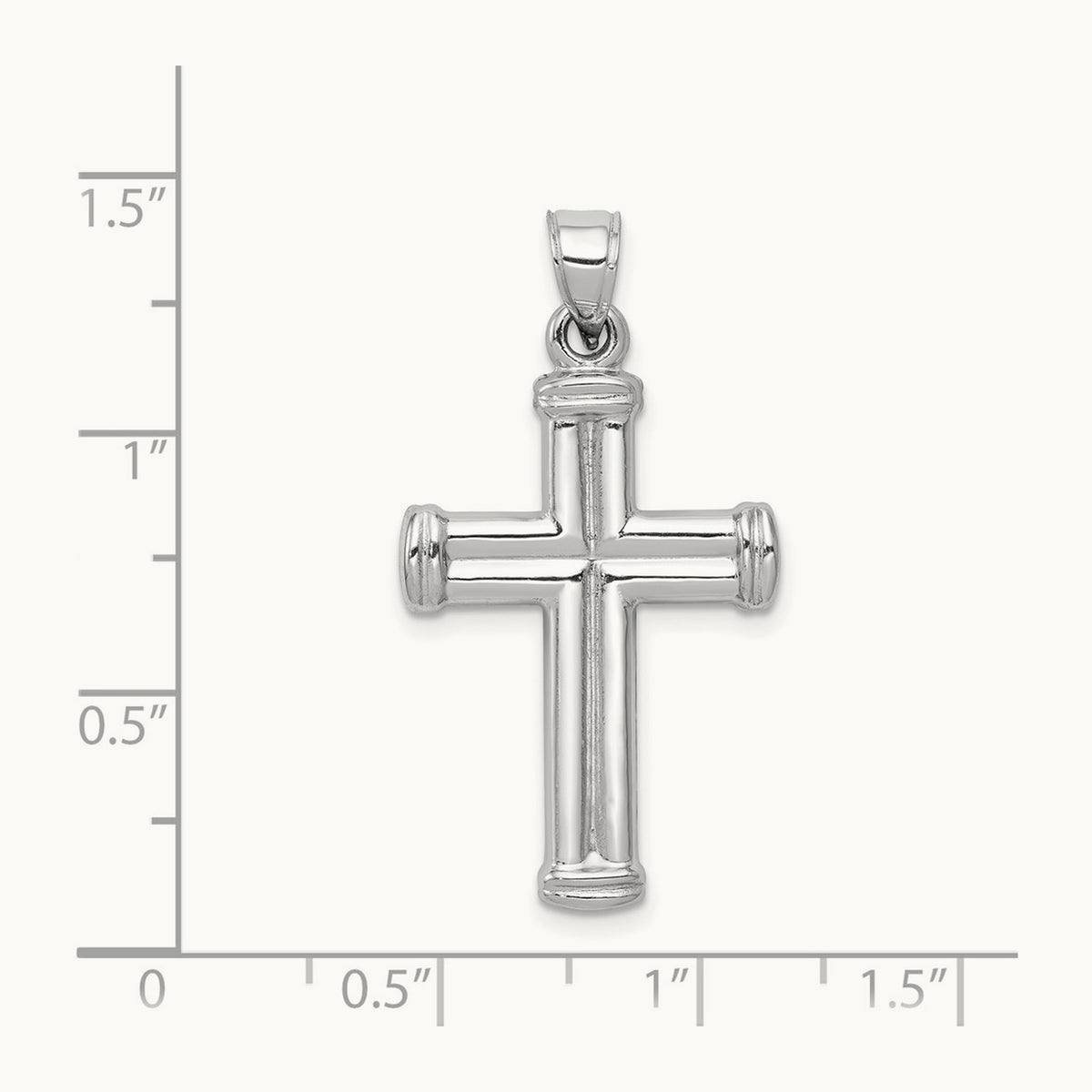 Hollow Cross Pendant, 14K White Gold