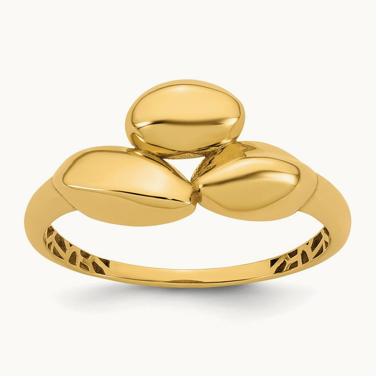 Polished Trio Domed Ring, 14K