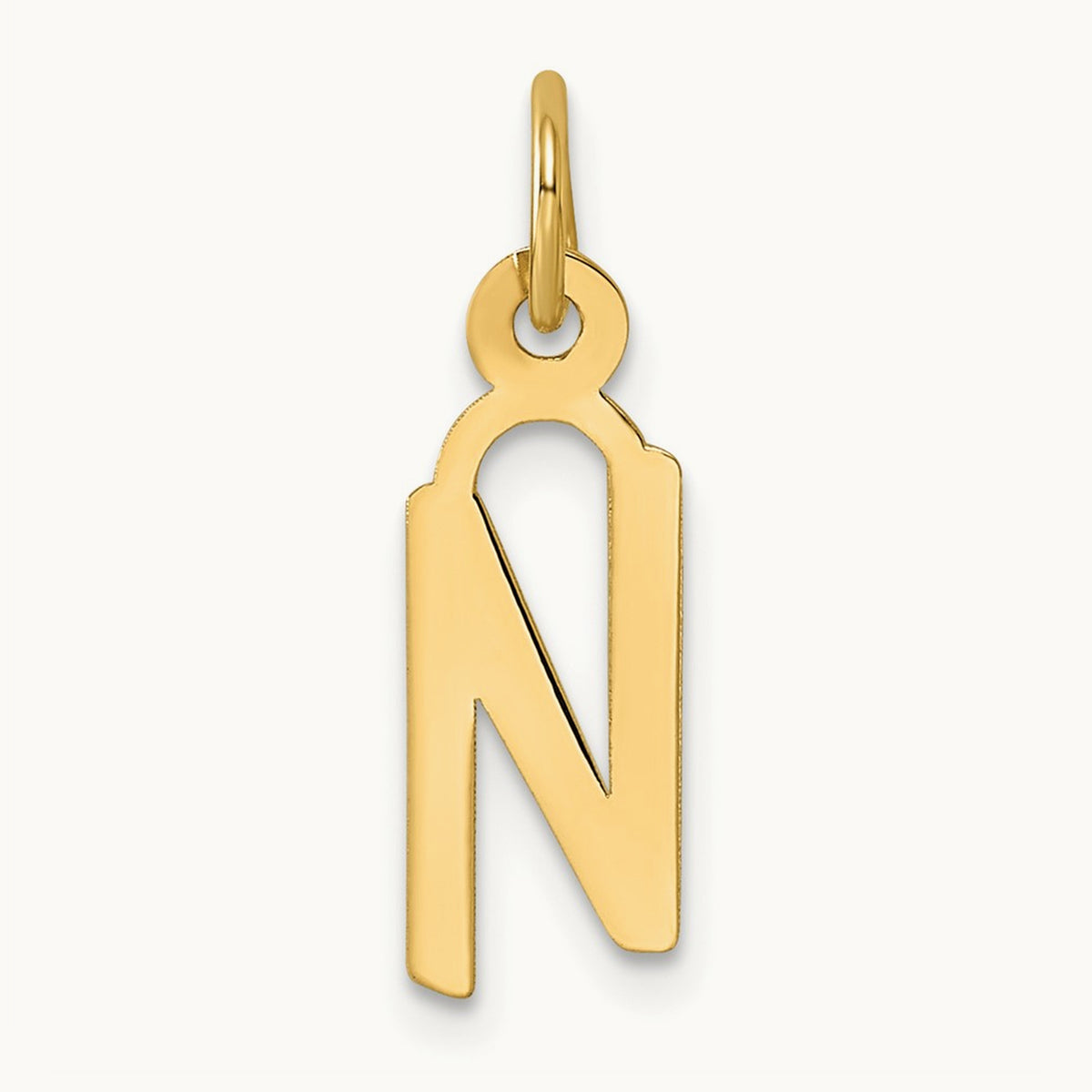 Slanted Block Initial Charm — 14K Yellow Gold, N