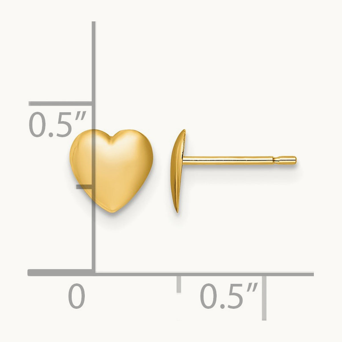 Polished Heart Post Earrings — 14K Yellow Gold