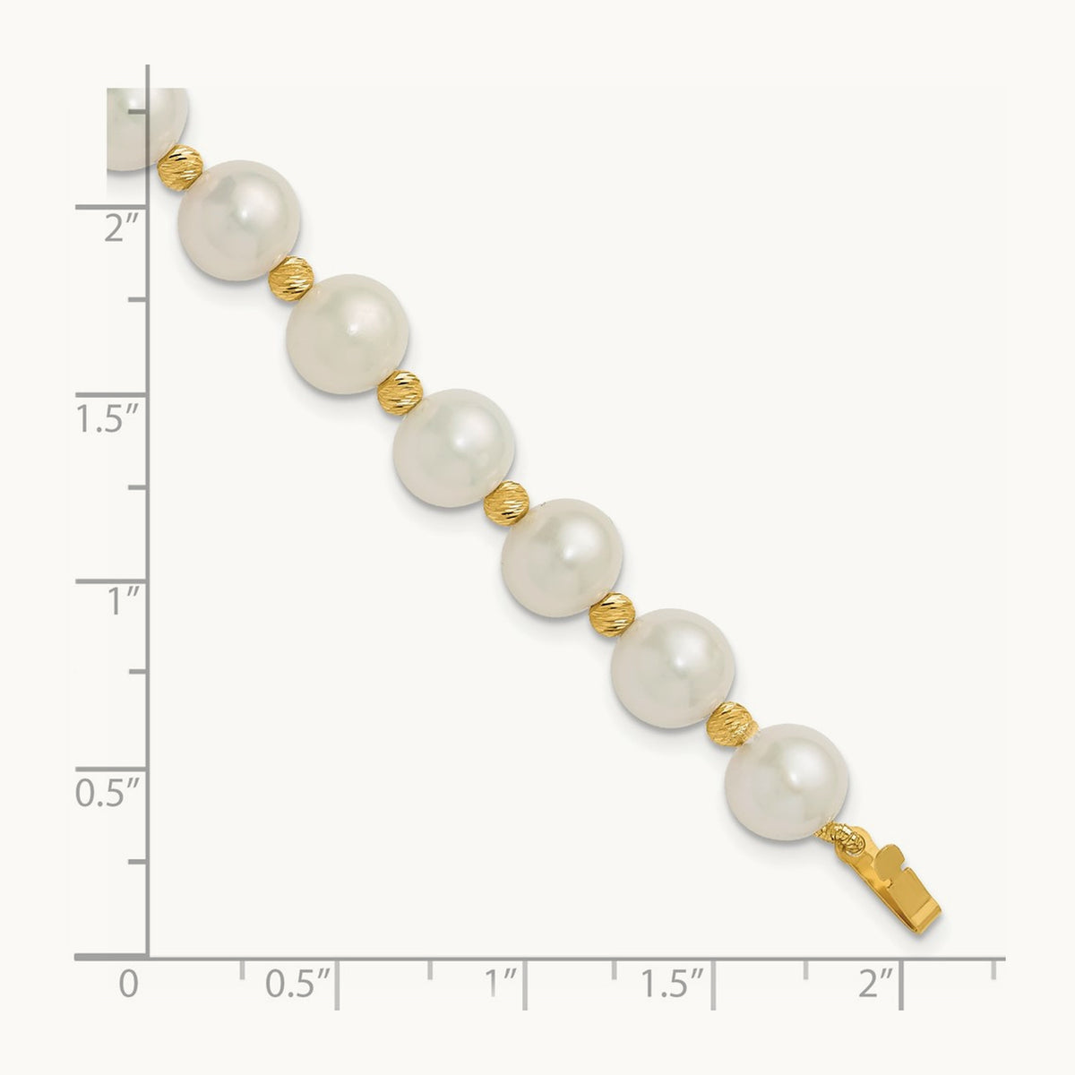 8- Near-Round FWC Pearl and D/C Beaded 7.5in Bracelet, 9mm, 14K