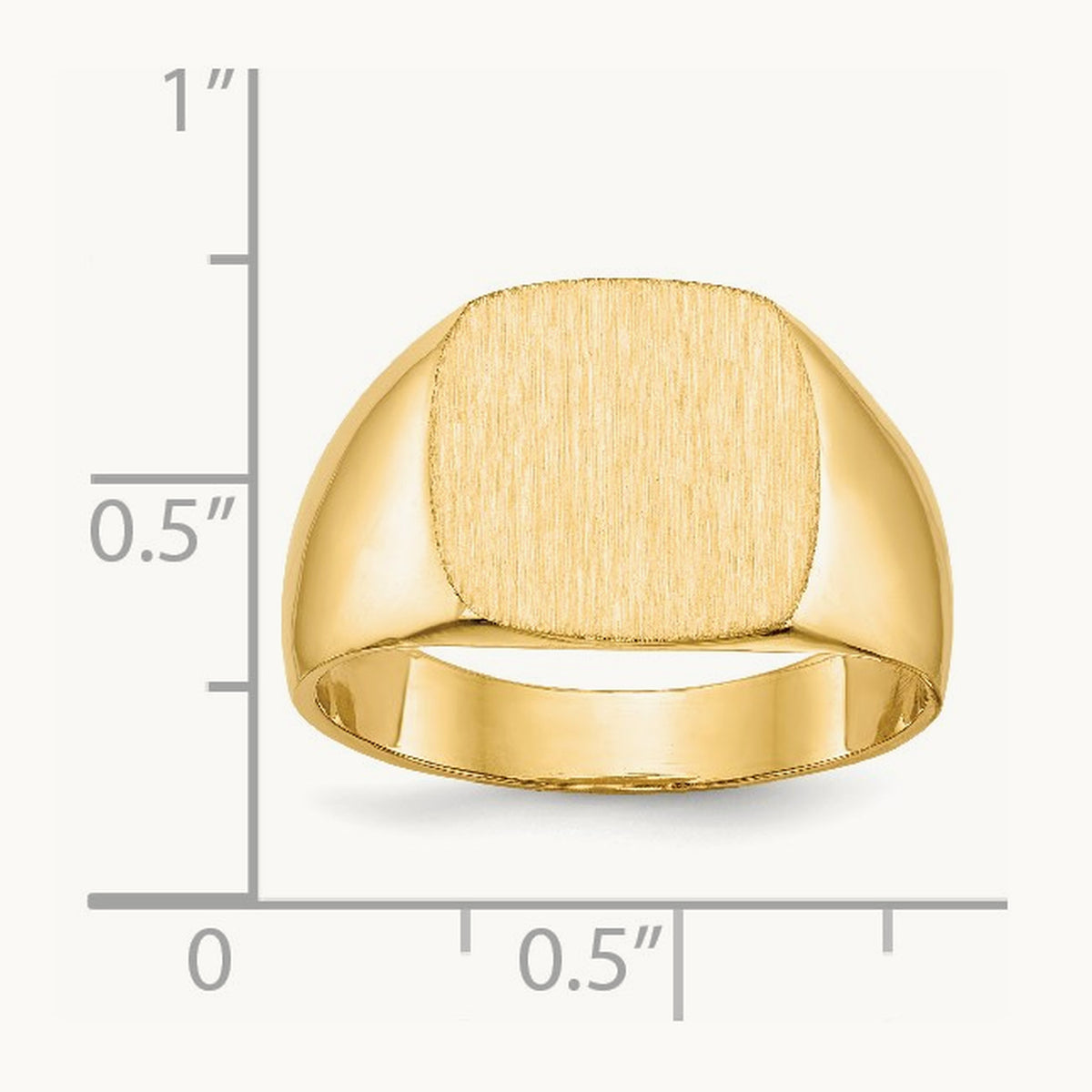 13.0x12. Closed Back Mens Signet Ring, 0mm, 14K