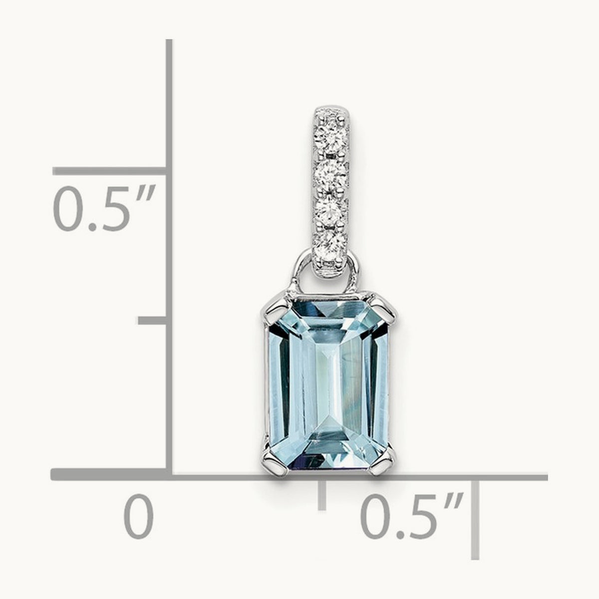 Aquamarine and Diamond Pendant — 14K White Gold