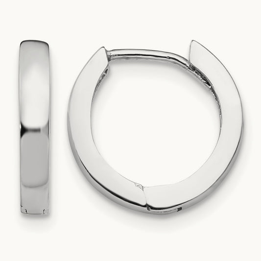 Round Hinged Hoop Earrings, 14K White Gold