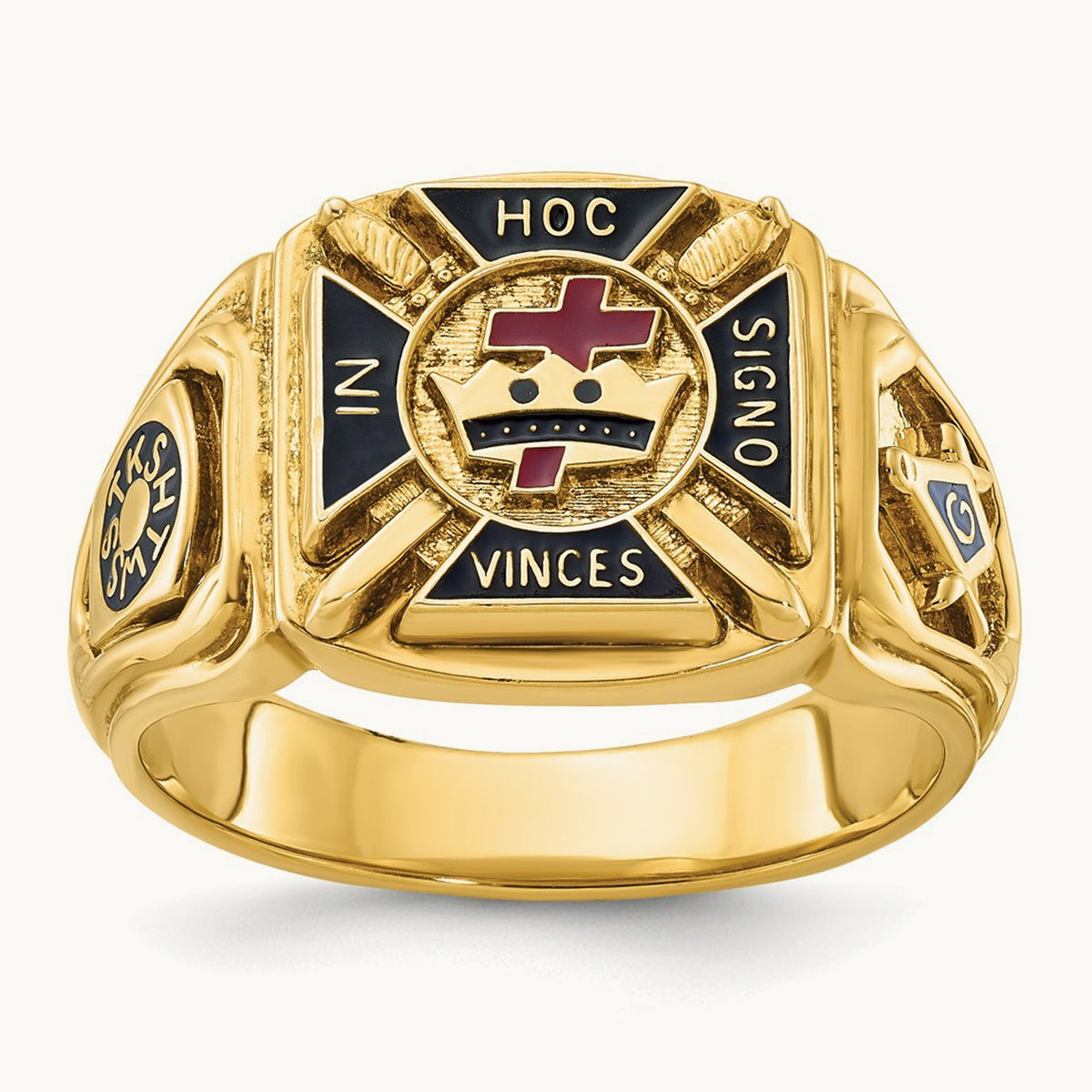 IBGoodman Men's Textured w/ Enamel Knights Templar Masonic Ring, 14K