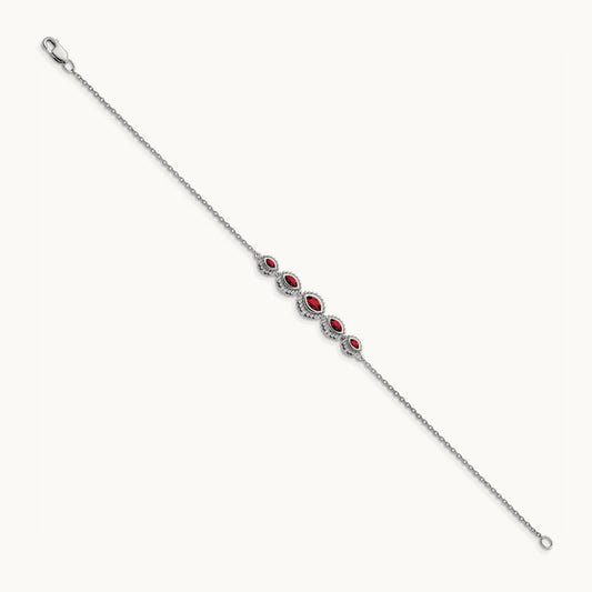 Marquise Garnet Bracelet — 14K White Gold