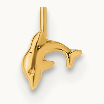 22 Gauge Dolphin Nose Ring Body Jewelry, 14K