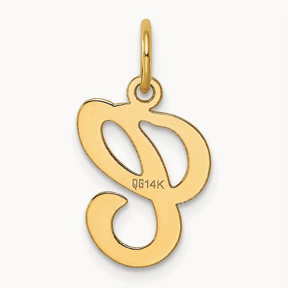 Script Initial Charm, 14K Yellow Gold
