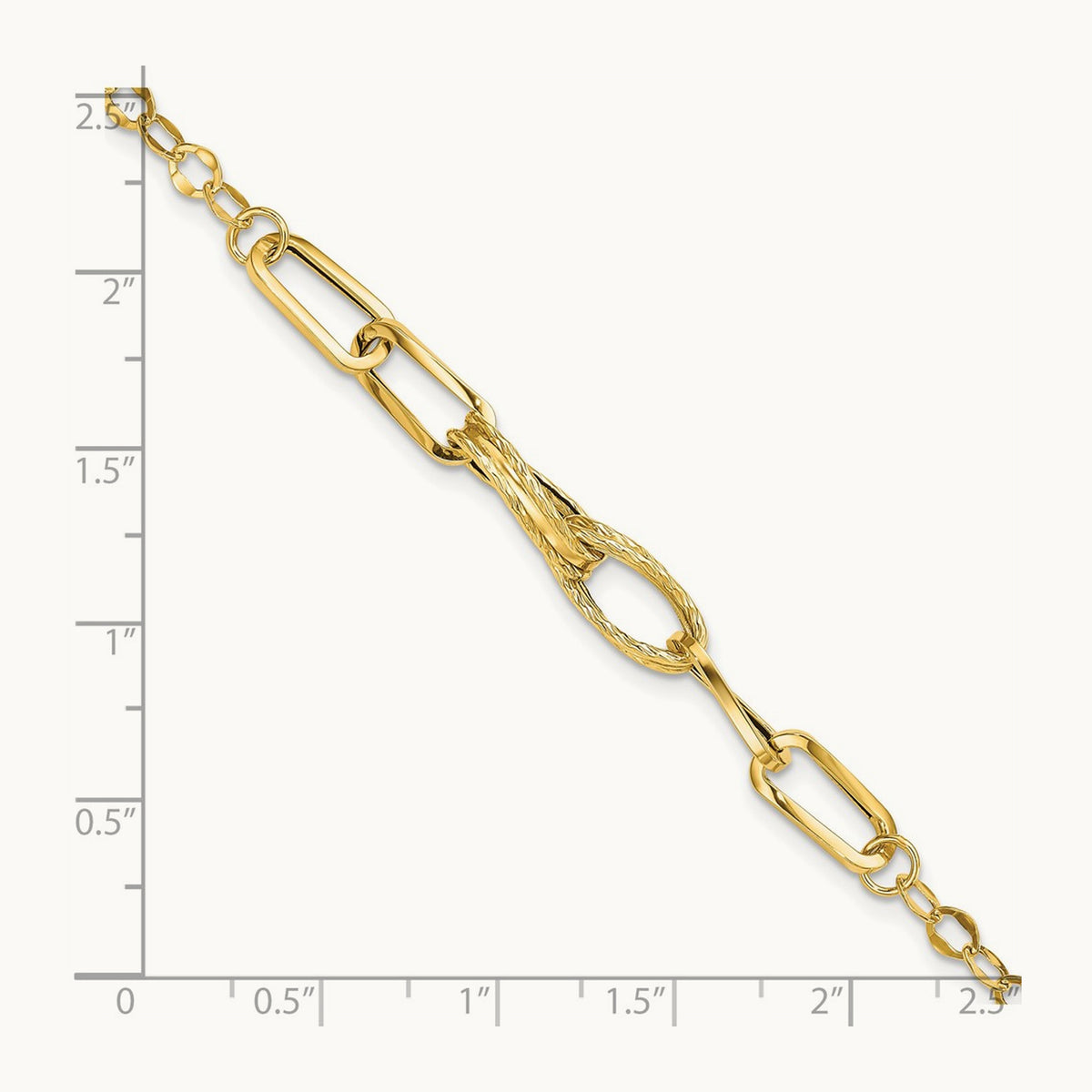 Polished Textured Fancy Link Bracelet, 14K Gold