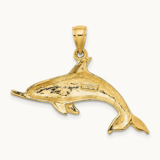 Polished Swimming Dolphin Charm — 24mm