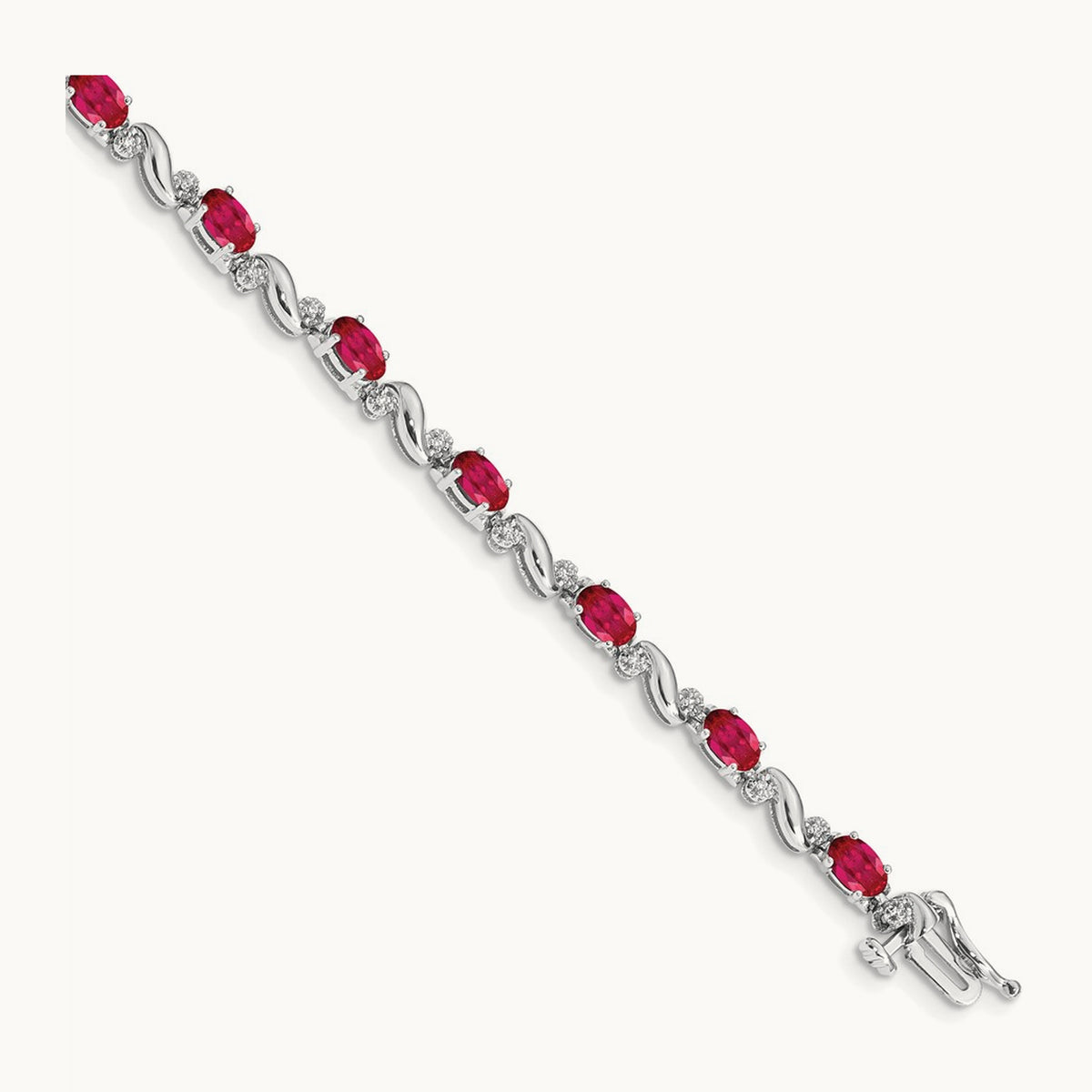 Diamond and Ruby Bracelet — 14K White Gold