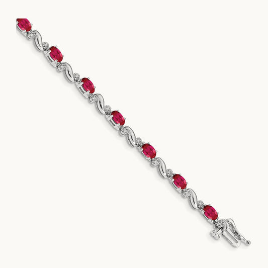 Diamond and Ruby Bracelet — 14K White Gold