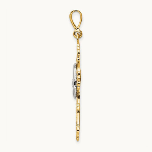 Claddagh Cross Pendant, 14K Two-tone