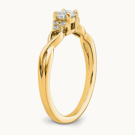 Round Halo Engagement Ring — 10K Yellow Gold, 7