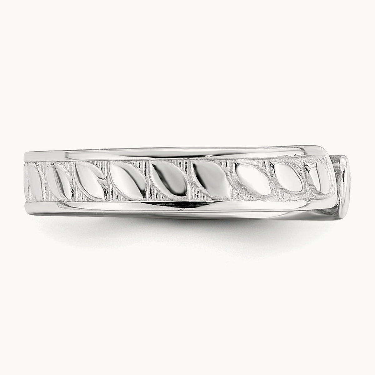 Adjustable Leaf Engraved Design Toe Ring — 14K White Gold