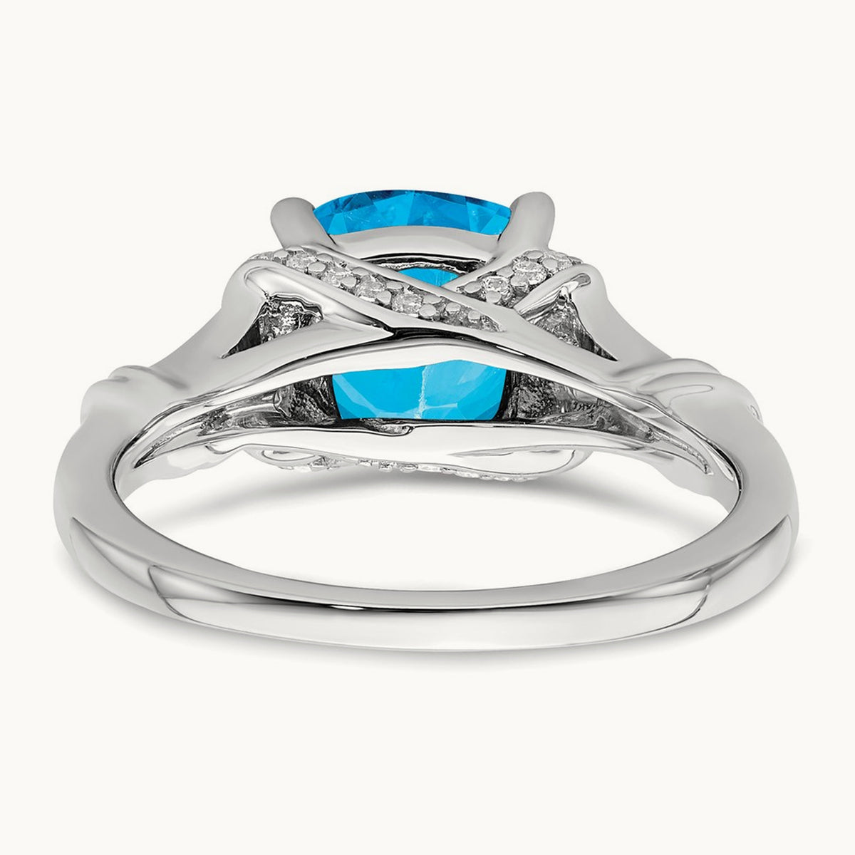 Blue Topaz and Diamond Ring, 14K White Gold