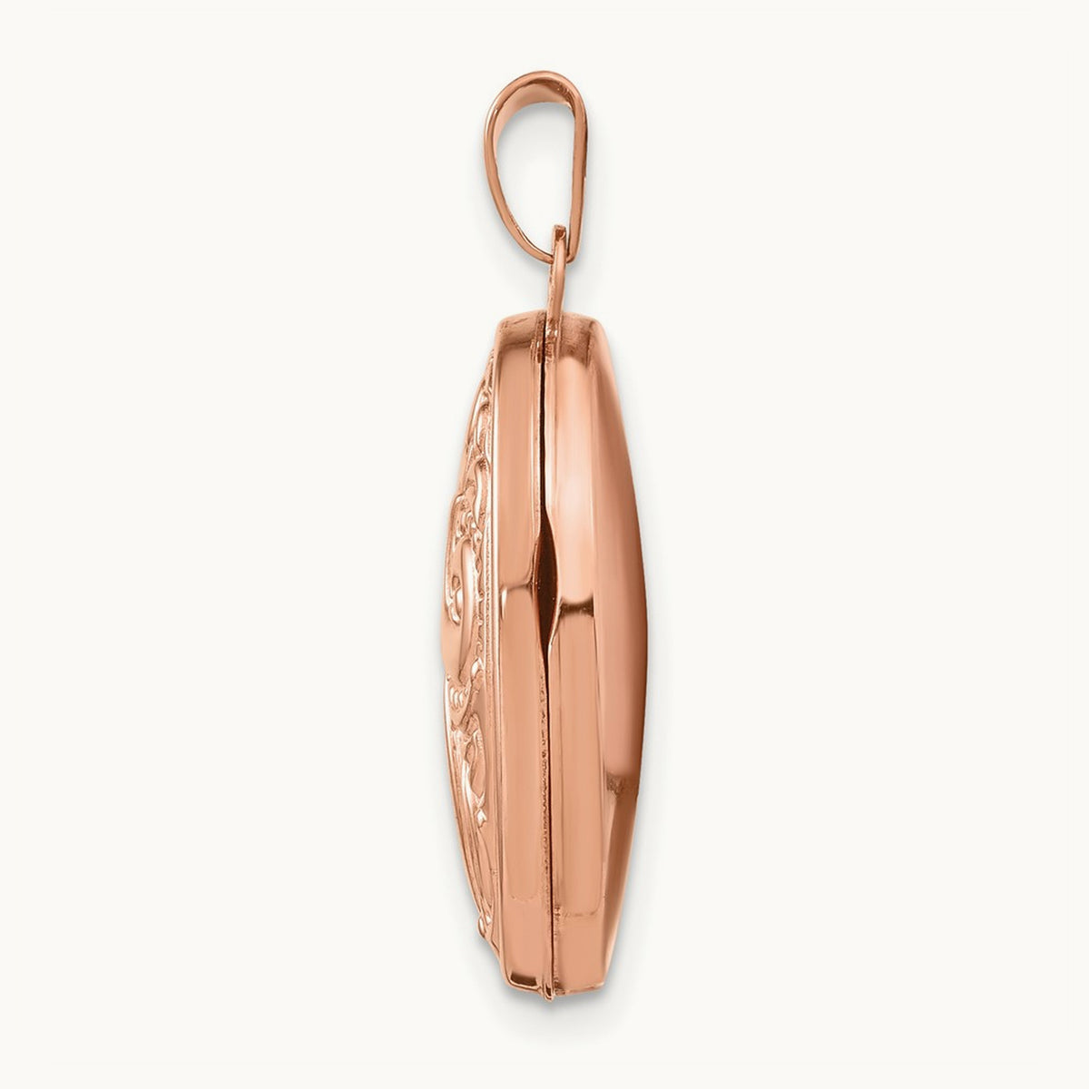 Scroll Design Oval Locket, 21mm, 14K Rose Gold