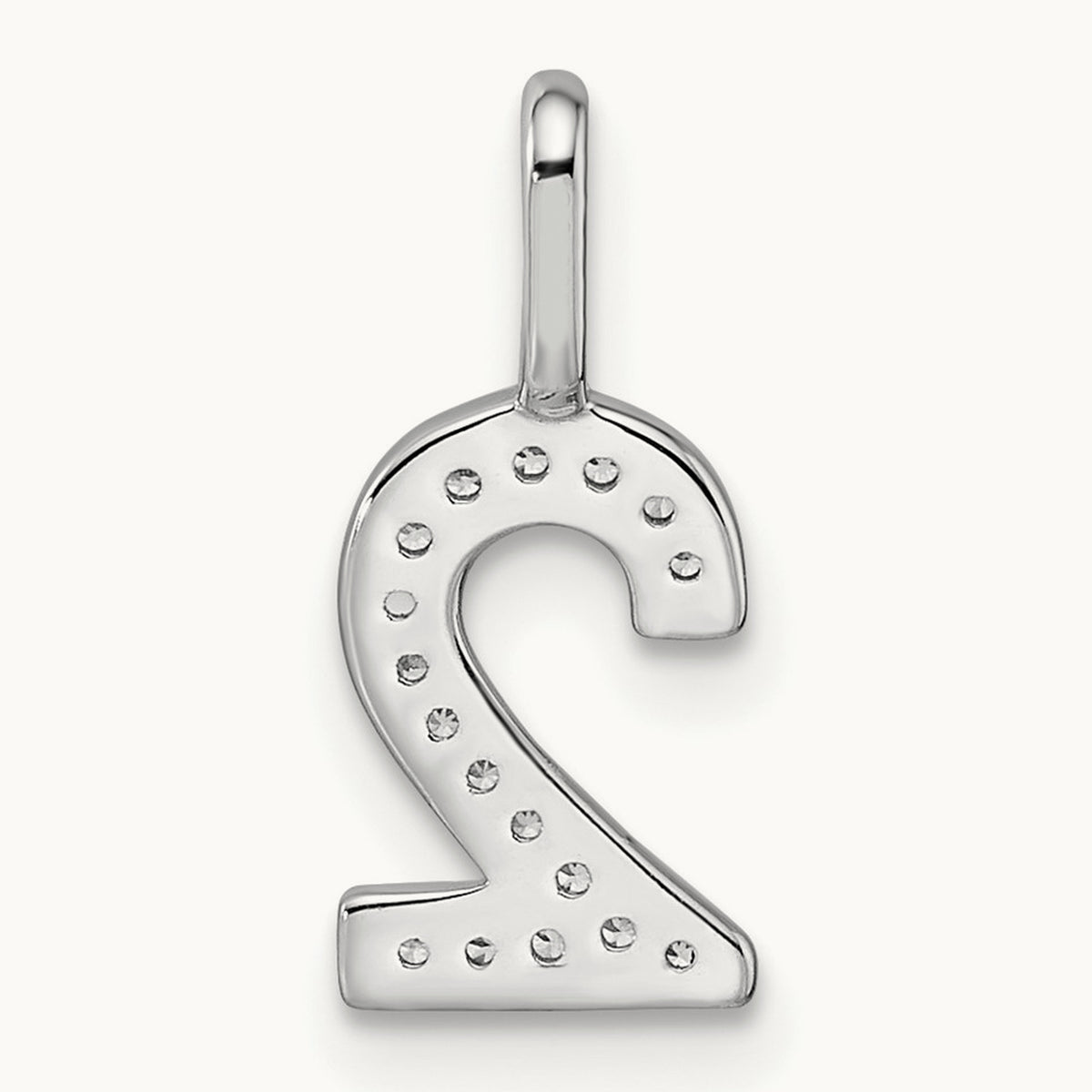 Diamond Number 2 Pendant — 14K White Gold