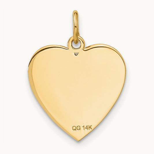 Flag Heart Charm, 14K