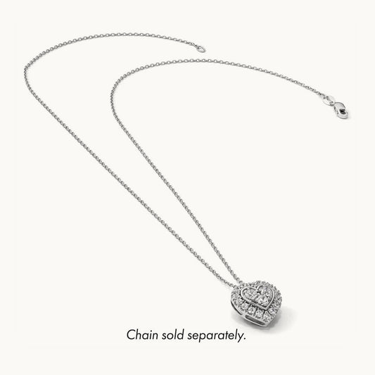 Halo Heart Chain Slide Pendant, 1.00 ct tw Lab-Grown Diamond