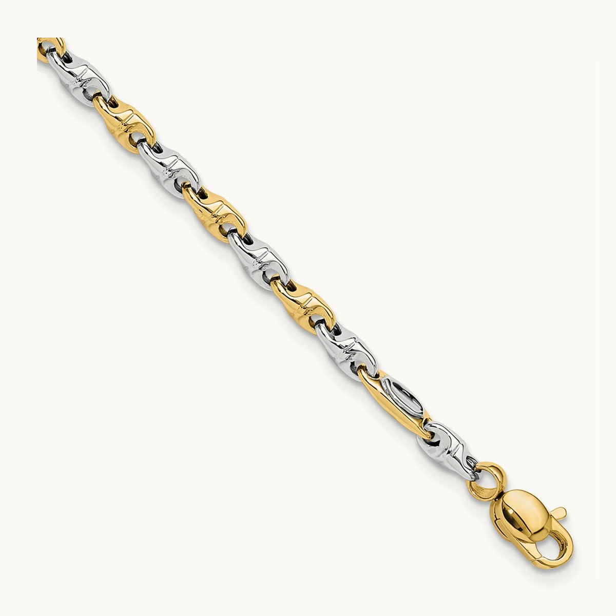 Polished Fancy Link Bracelet, 14K Two-tone