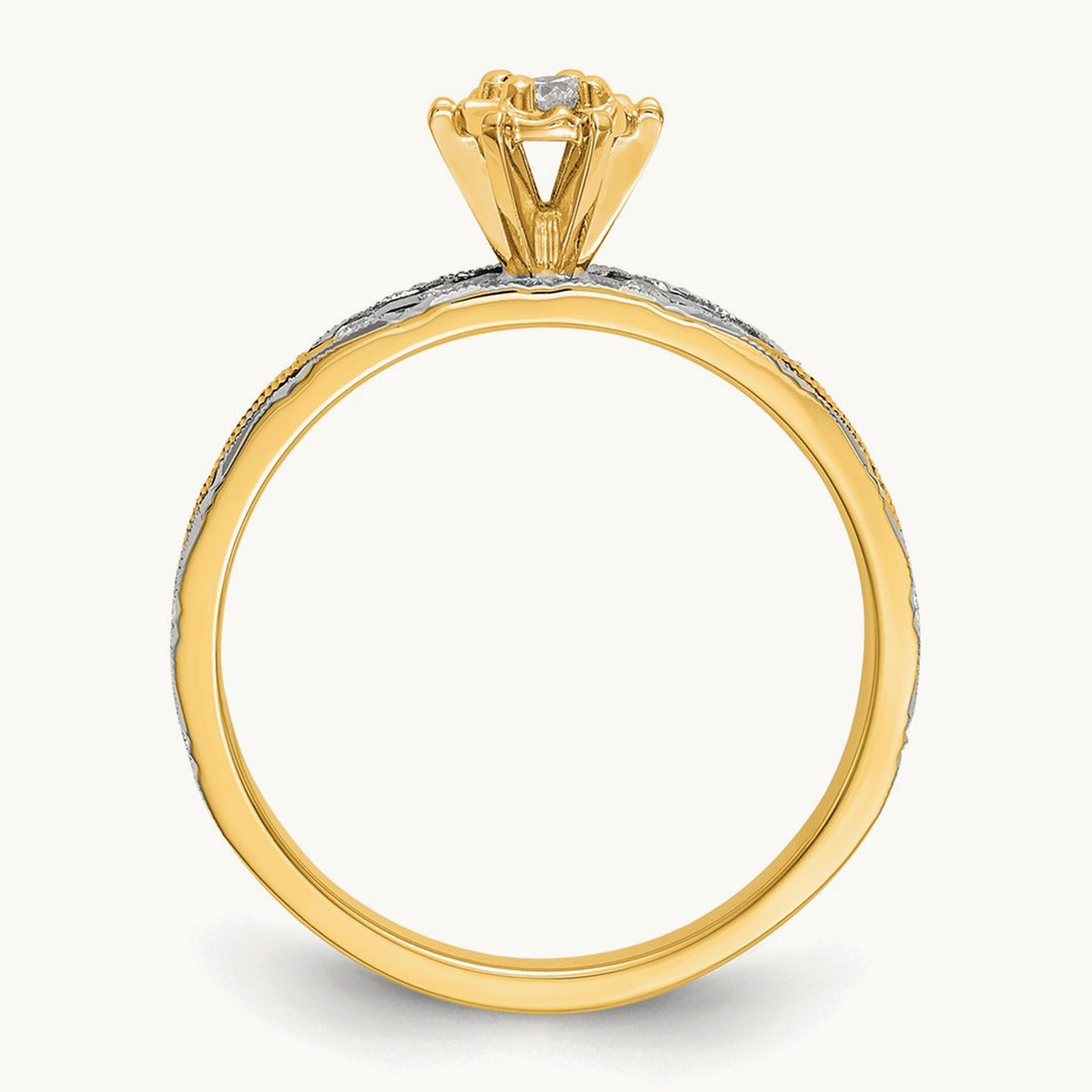 AA Quality Trio Complete Engagement Ring, 14K