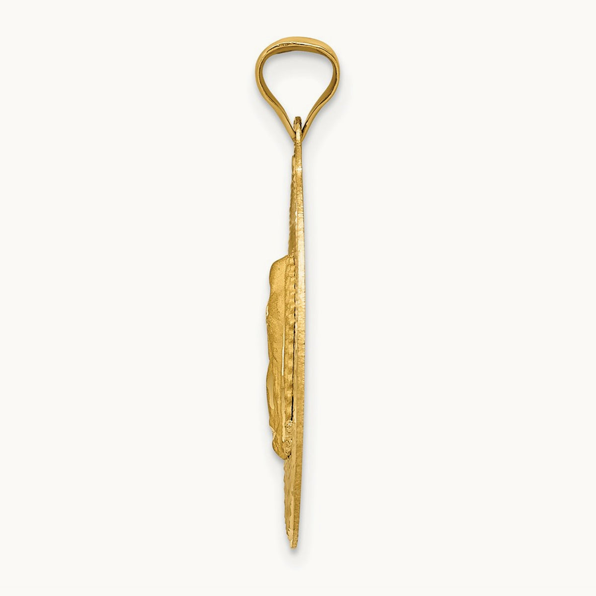 Diamond-cut Lady Of Guadalupe Oval Pendant with rhodium — 28.2mm